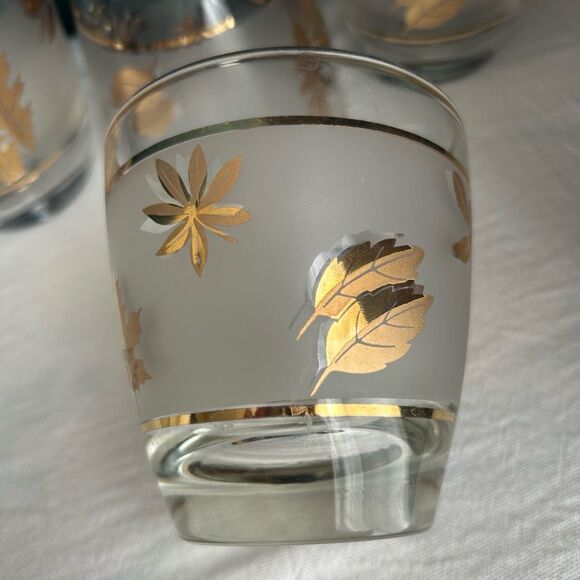 Golden Foliage by LIBBEY GLASS COMPANY Old Fashioned Low Ball Set of 6 Glasses - Picture 4 of 8